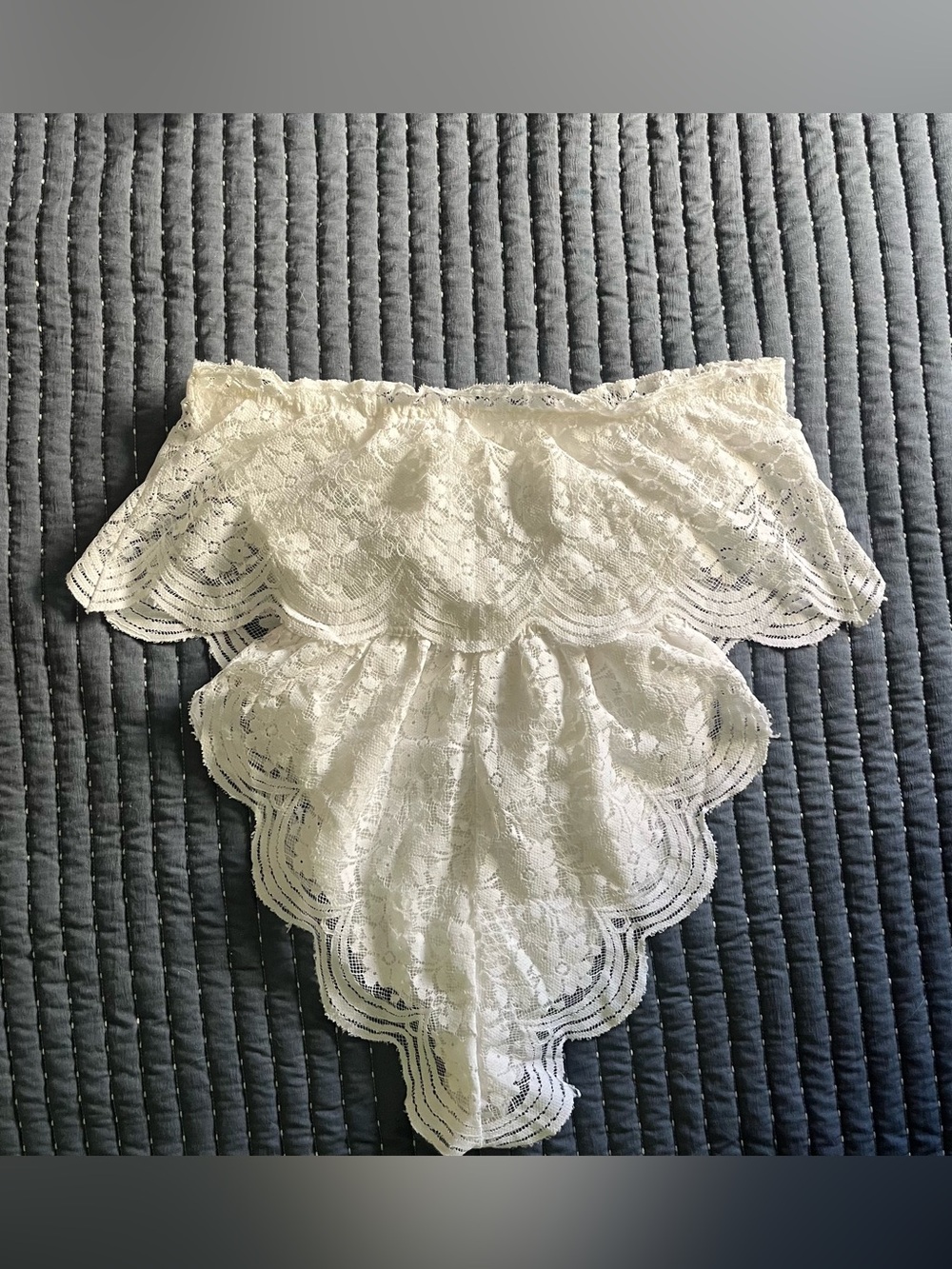 Vintage lingerie Glydons white lace tube top leotard, size L